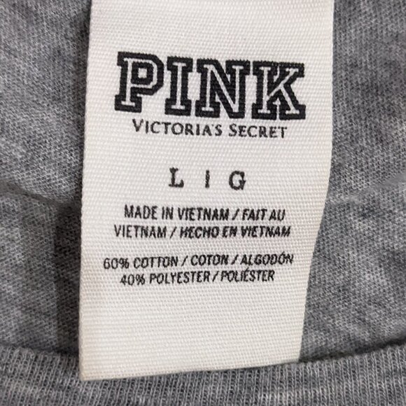 🧡 PINK Victoria's Secret Grey Long Sleeve with Sequin LOVE PINK - Picture 3 of 3